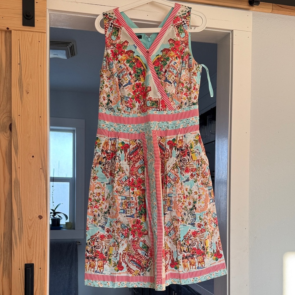 Talbots Multicolor Floral and Stripe Dress